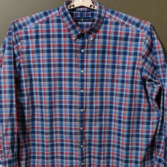 Ralph Lauren Blue & Red Plaid Long Sleeve Button Down Shirt Men's SIZE 3… - Picture 6 of 6